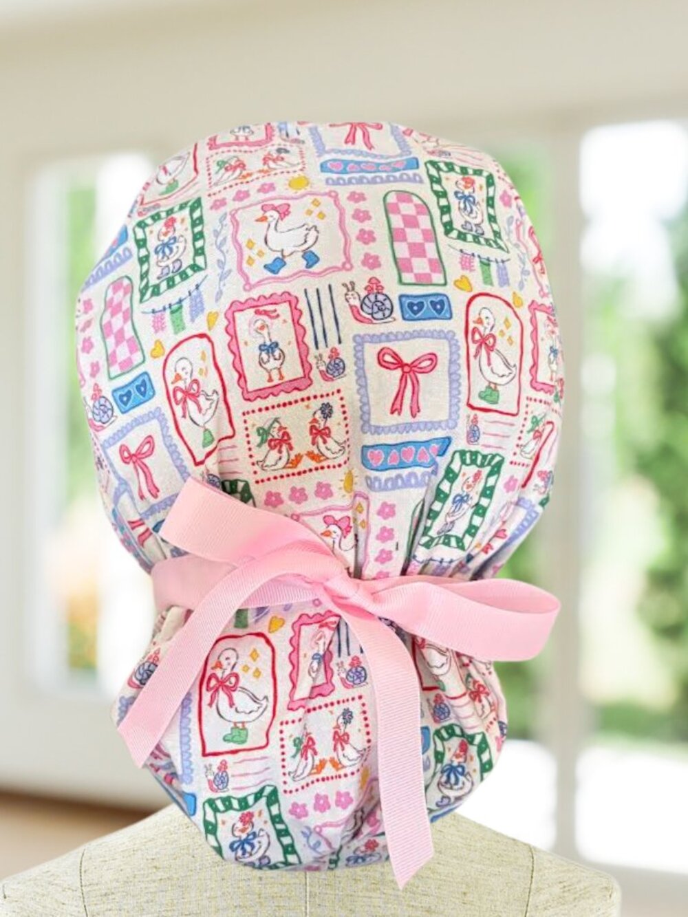 Goose On The Loose~ Ponytail Scrub Cap: Surgical Hat, OR, CNA, RN, Gift